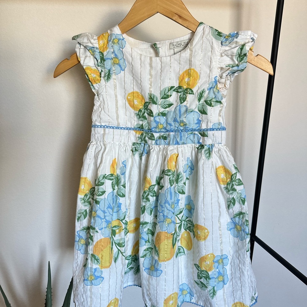 Rachel Zoe White Dress with Blue and Yellow Floral Design